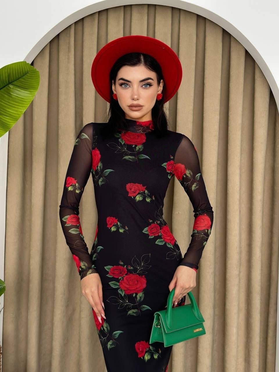 Ceora Gül Desen Tül Elbise