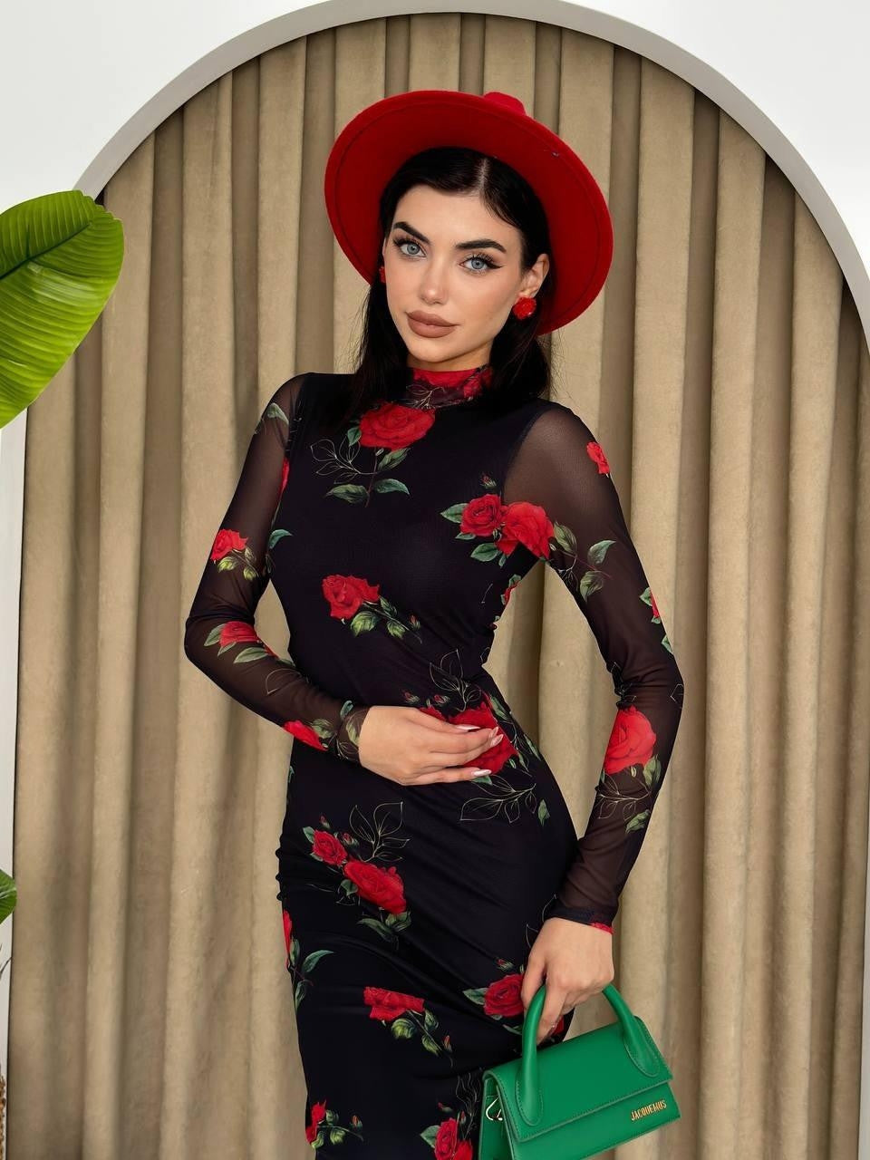 Ceora Gül Desen Tül Elbise