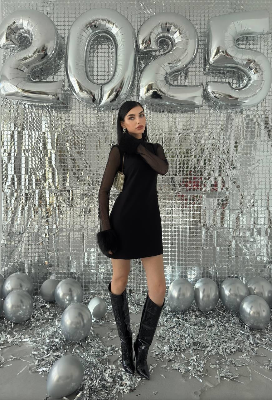 Dera Kleid mit Netzärmeln 