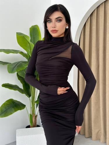 Dorra Yırtmaçlı Uzun Kollu Elbise