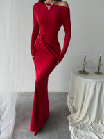 Kayık Yaka Uzun Kurdele Elbise