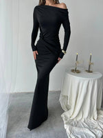 Kayık Yaka Uzun Kurdele Elbise