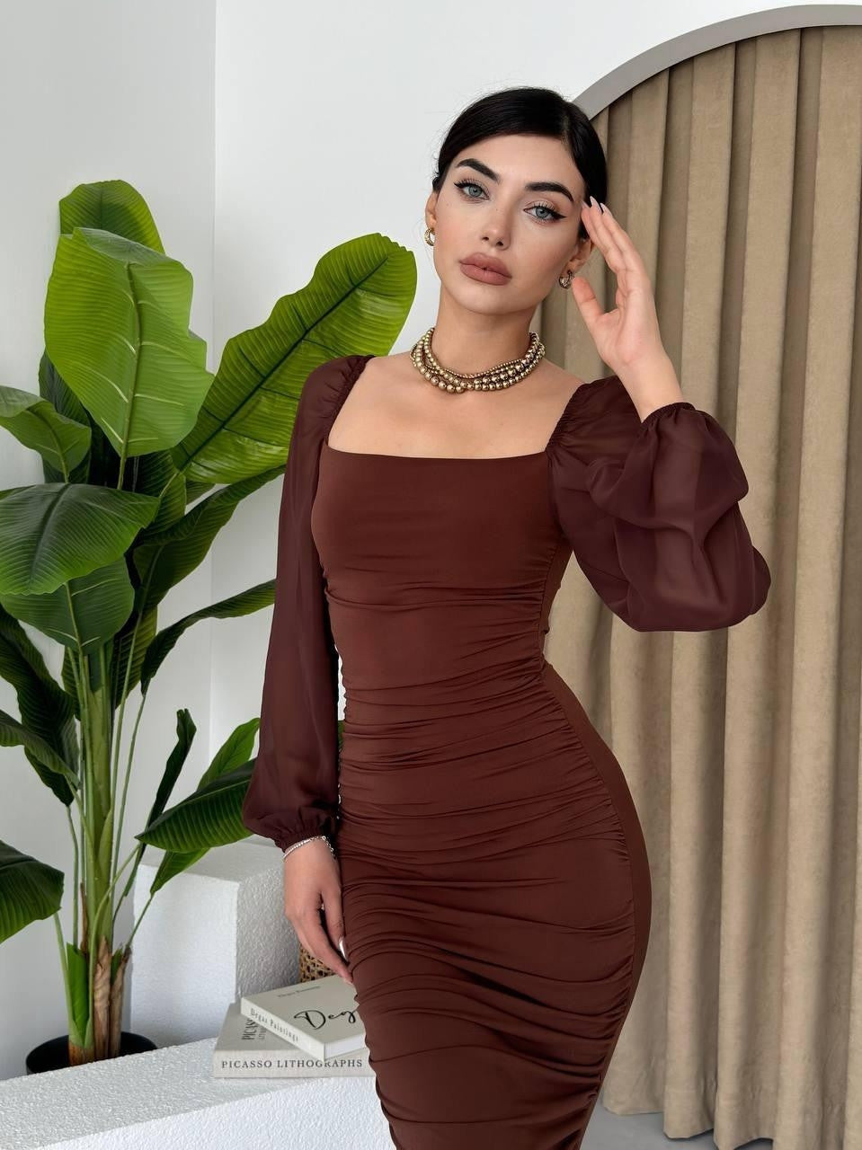 Engla Kolları Tül Detaylı Elbise