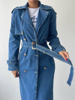 Lange Jeansjacke „India“ mit Gürtel 