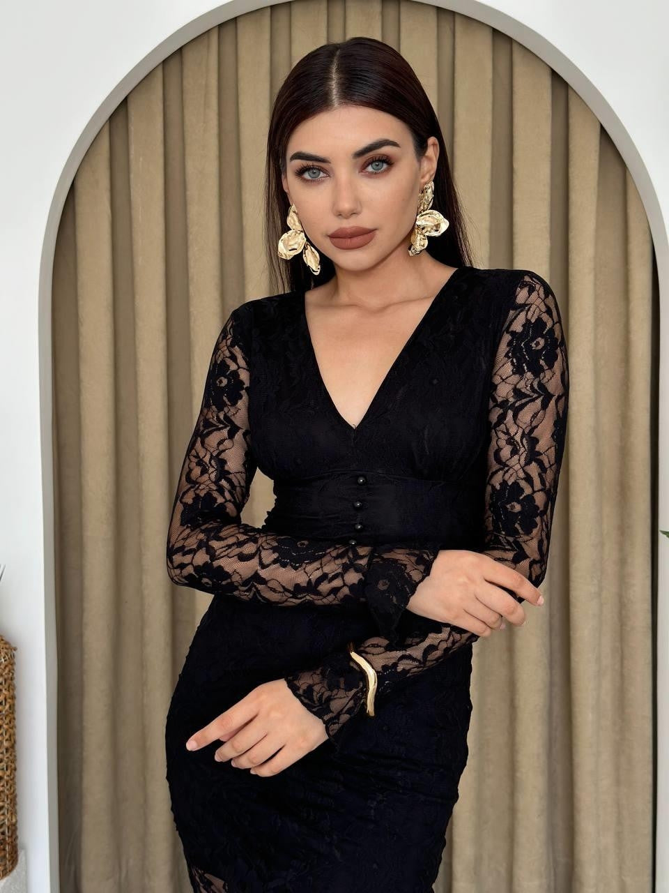 Lively Dantelli Midi Elbise