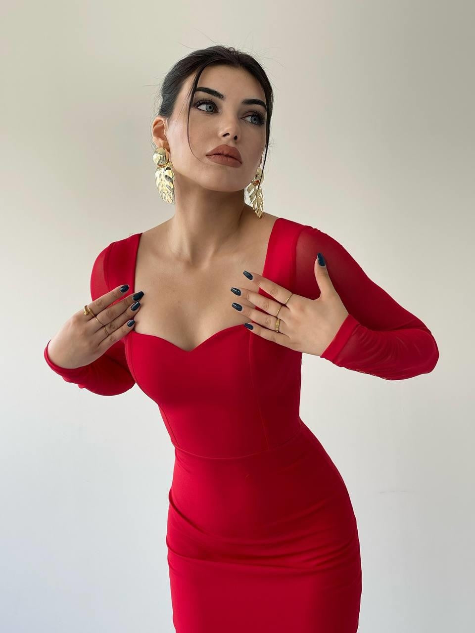 Masha Kolları Tül Midi Elbise