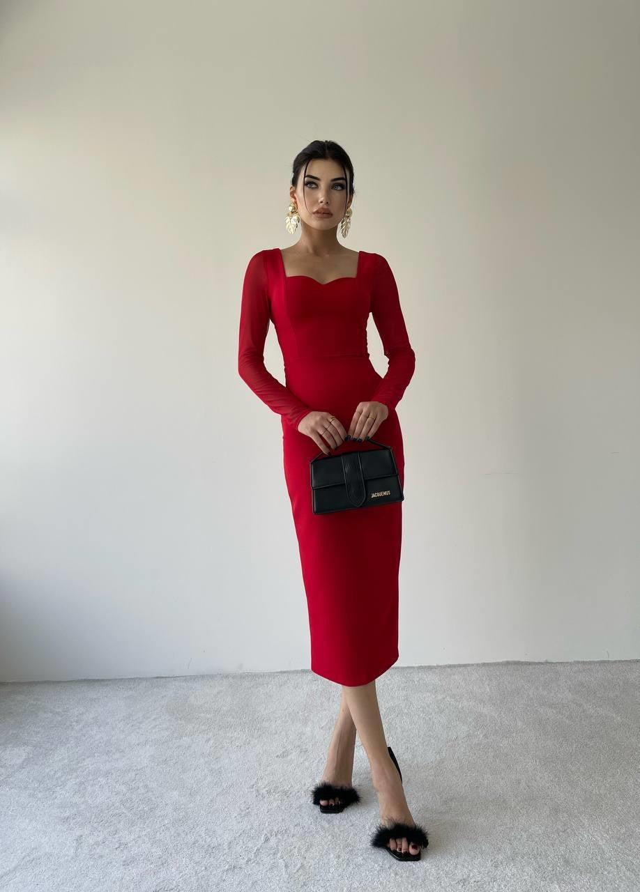 Masha Kolları Tül Midi Elbise