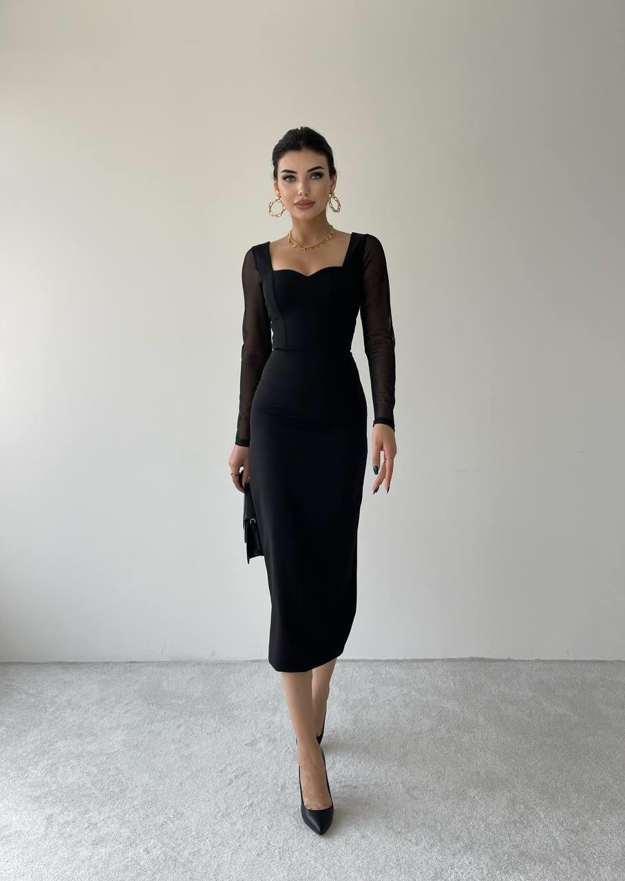 Masha Kolları Tül Midi Elbise