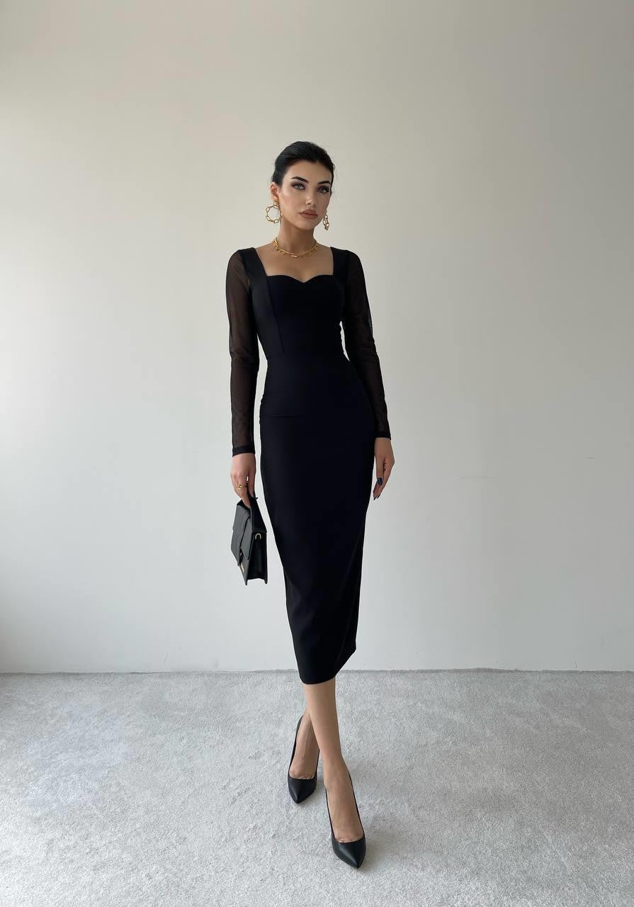 Masha Kolları Tül Midi Elbise