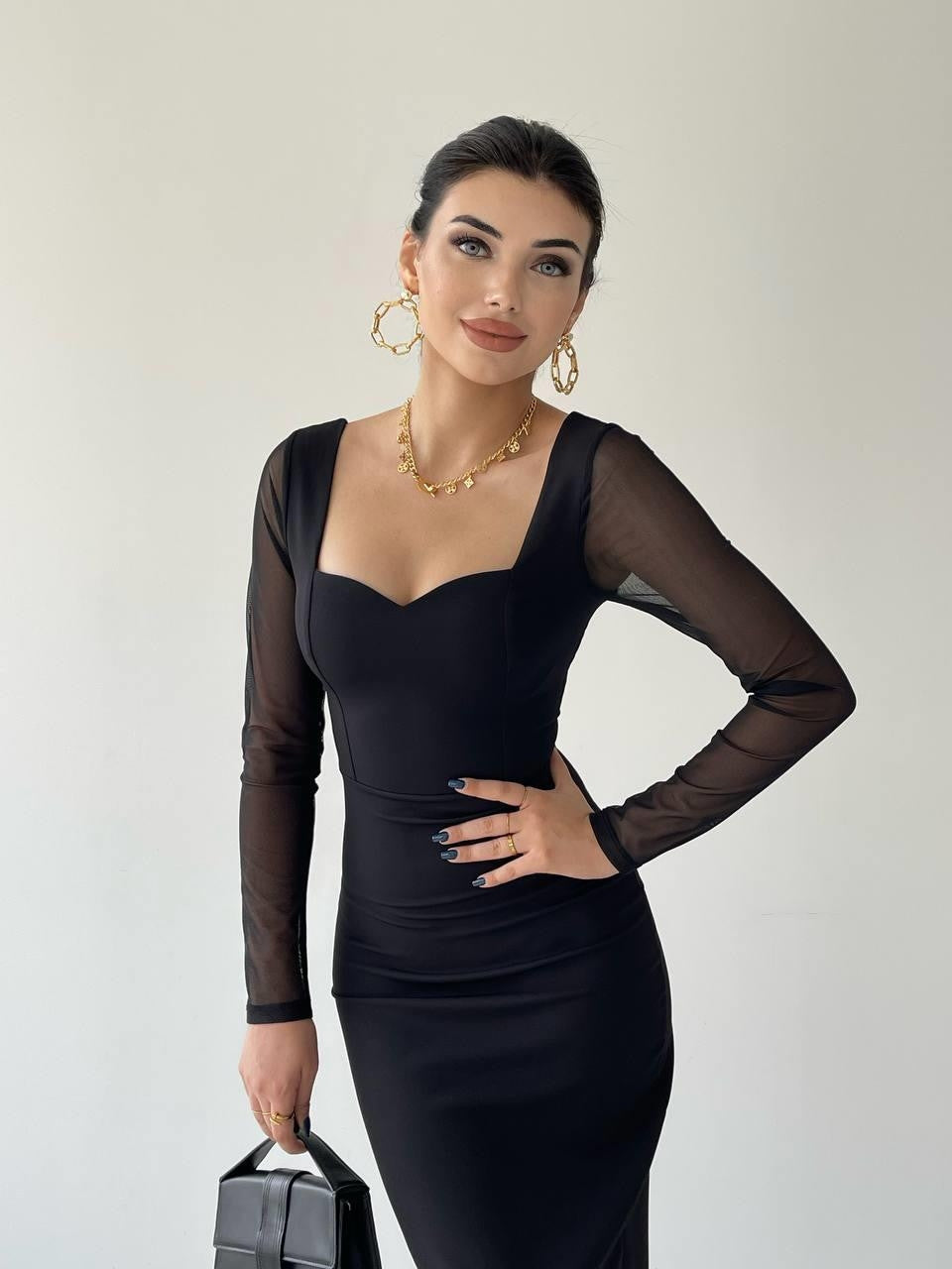 Masha Kolları Tül Midi Elbise