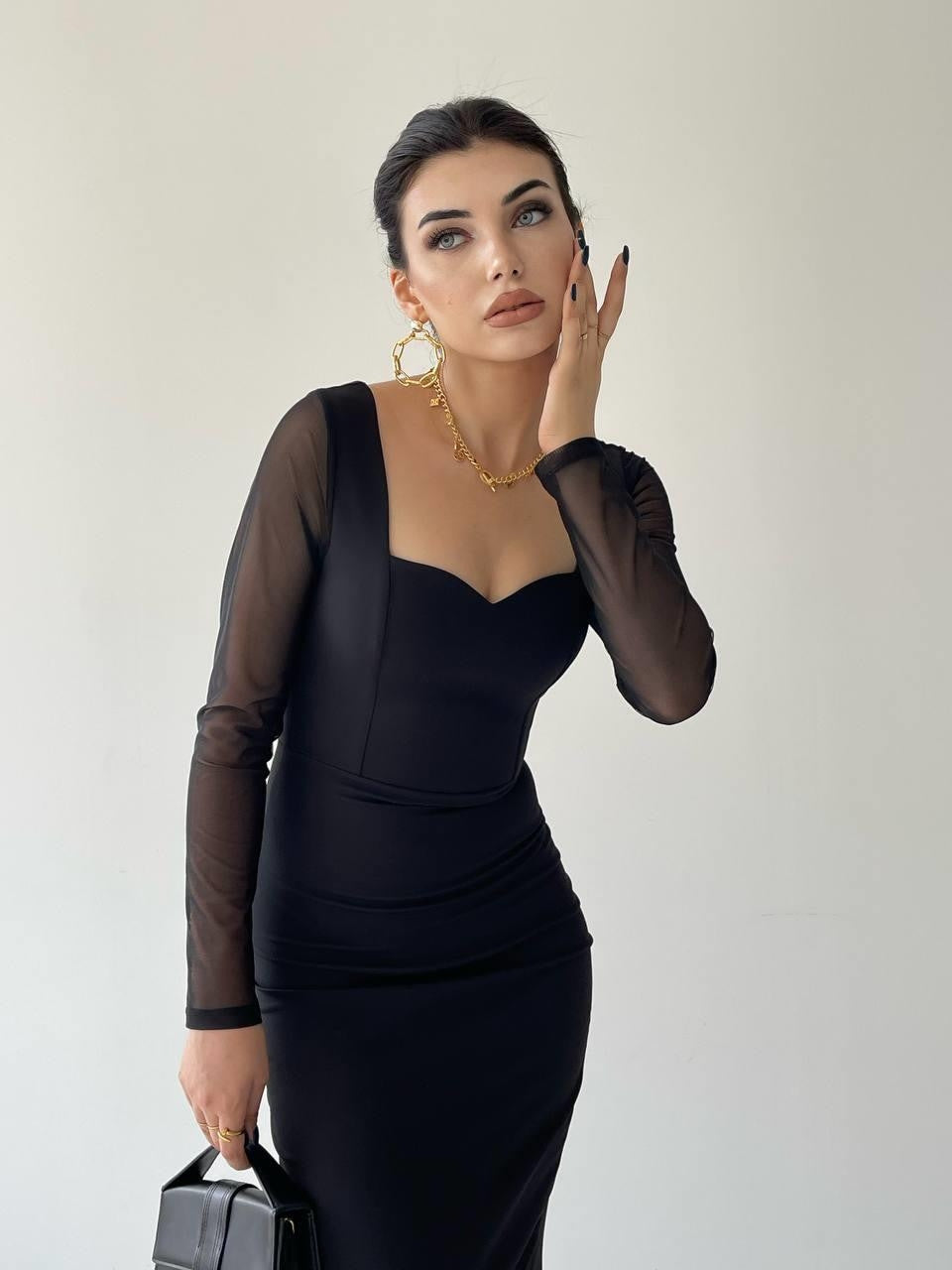 Masha Kolları Tül Midi Elbise