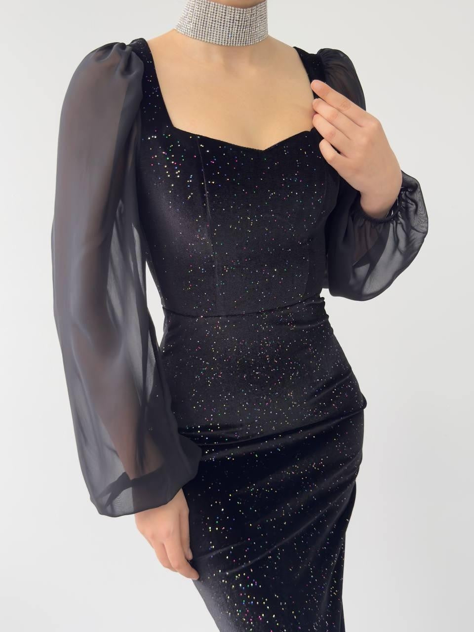 Meda Kleid mit Ballonärmeln 