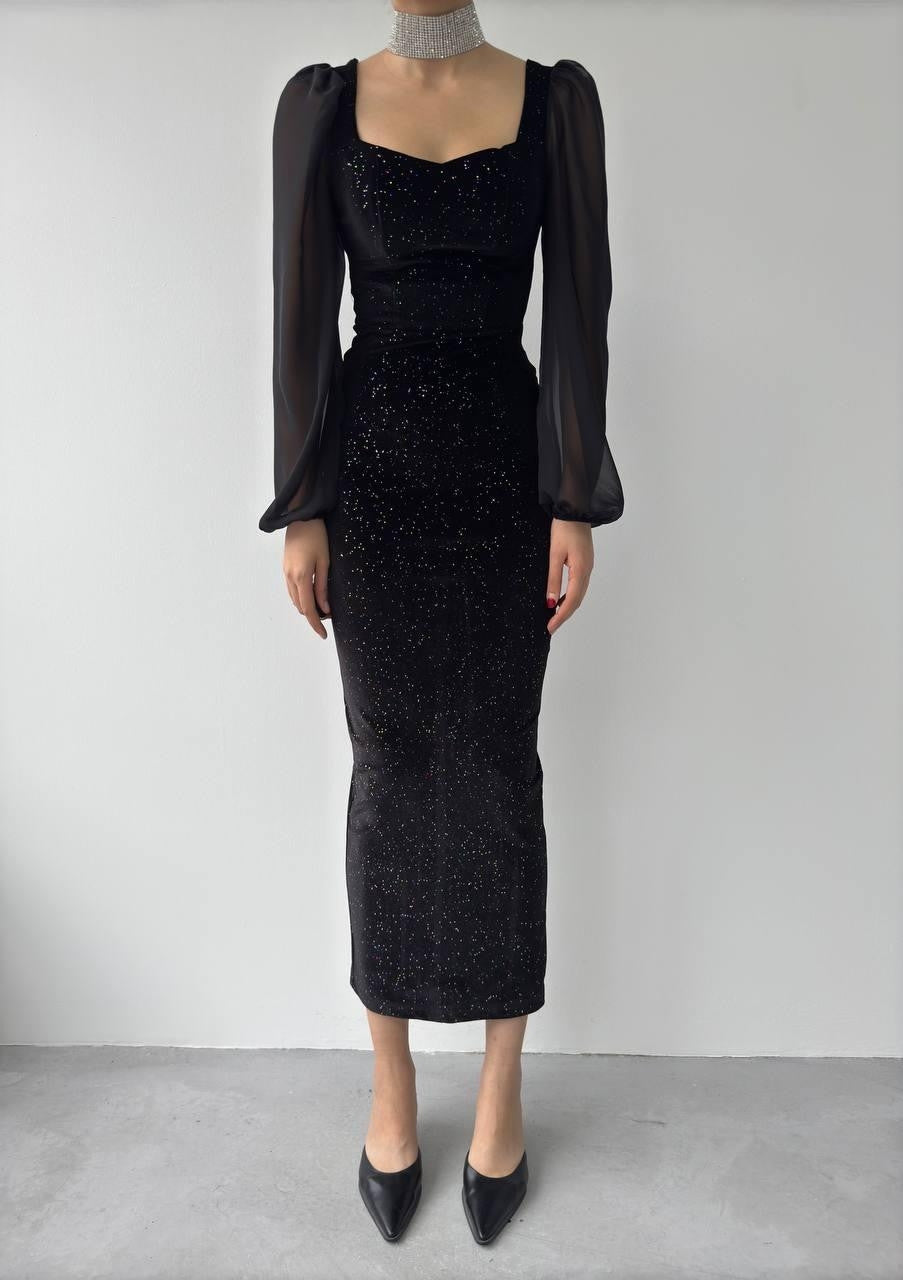 Meda Kleid mit Ballonärmeln 