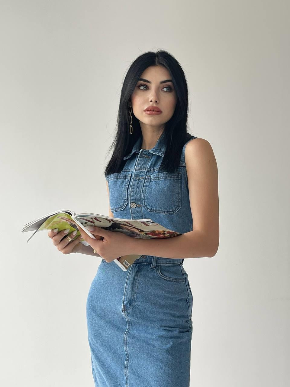 Meldia Jean Kleid ohne Ärmel 