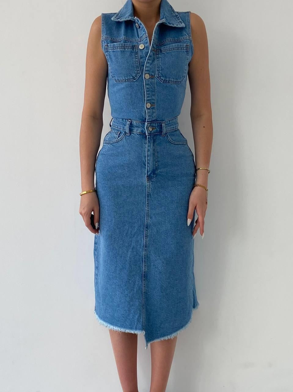 Meldia Jean Kleid ohne Ärmel 