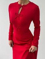 Kleid mit versetzter Schleife 