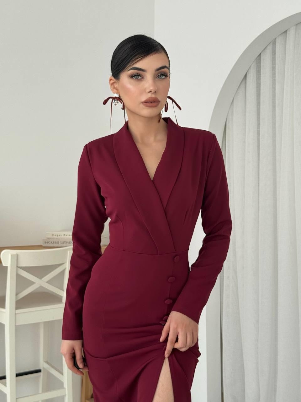 Pera Düğmeli Elbise