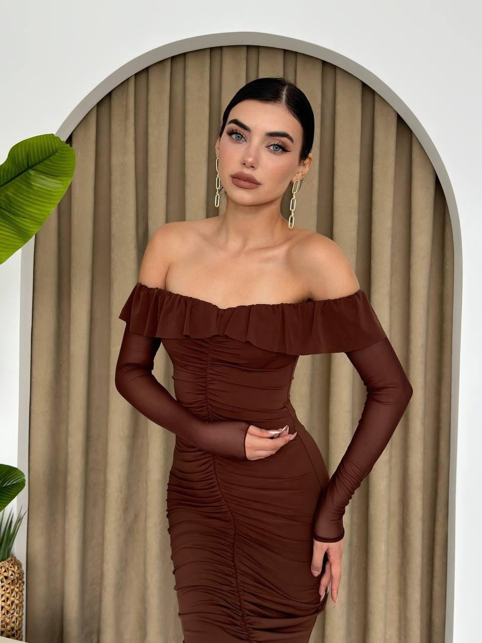 Polack Yırtmaçlı Elbise