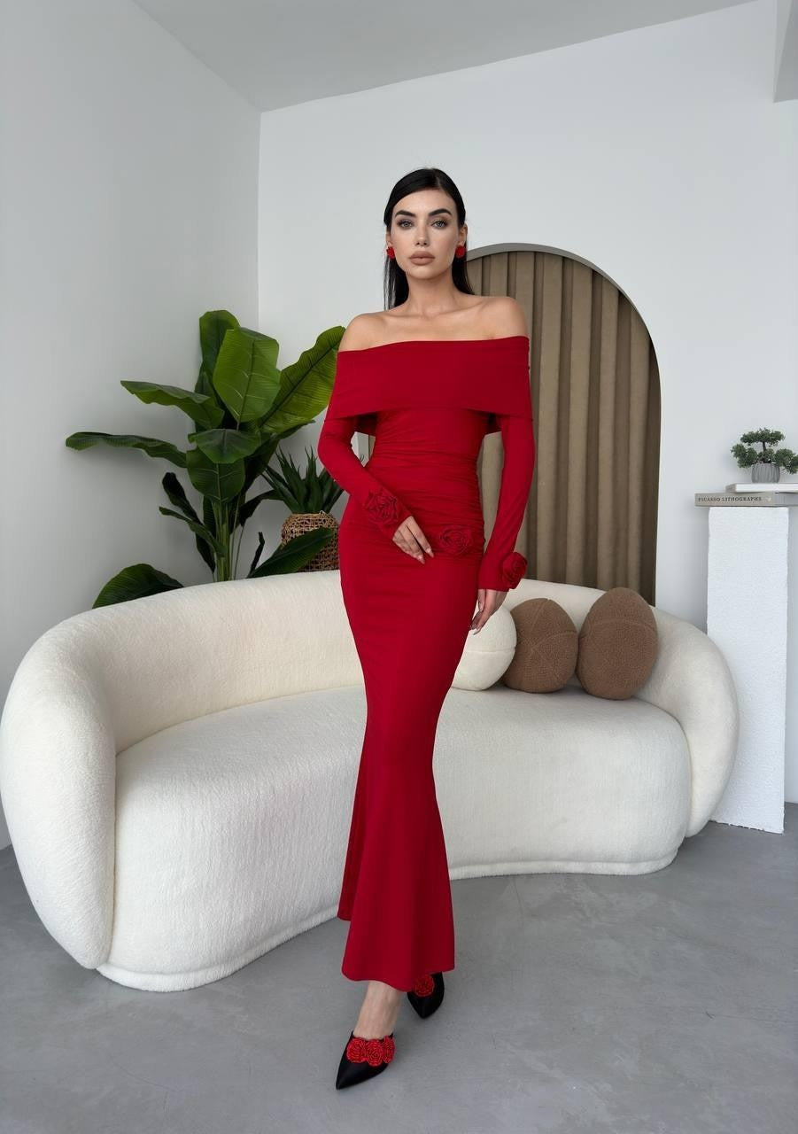 Ravenna Gül Detaylı Elbise