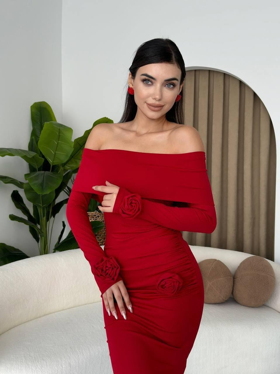 Ravenna Gül Detaylı Elbise