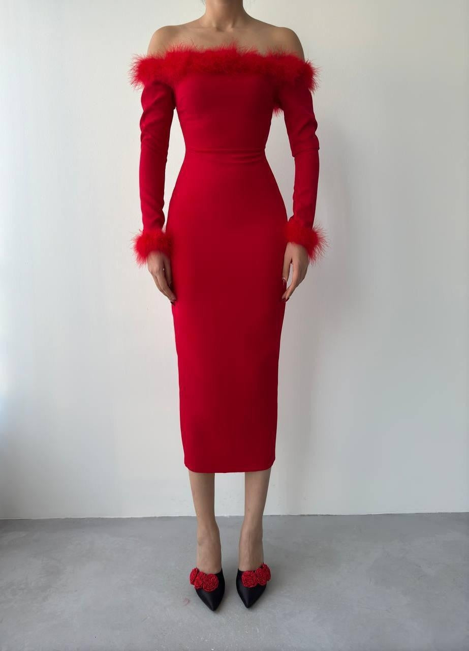 Siyo Kleid mit Federdetail