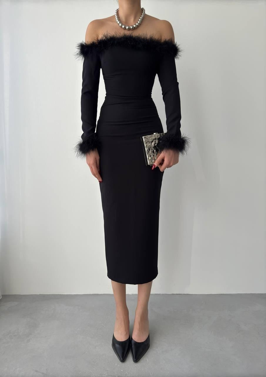Siyo Kleid mit Federdetail