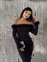 Siyo Kleid mit Federdetail