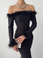 Siyo Kleid mit Federdetail