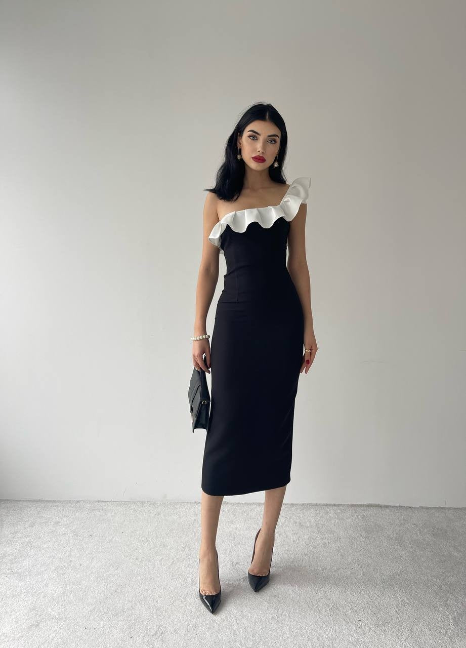 Sophia Volanlı Kalem Midi Elbise