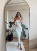 Taşlı Straplez Elbise