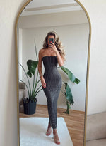 Taşlı Straplez Elbise