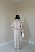 Toptan Bej Biyeli Sweatshirt Ve Etek Takım