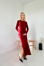 Toptan Bordo Croplu Akrilik Elbise