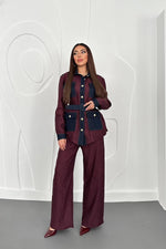 Toptan Bordo Garnili Cepli Gömlek Ve Pantolon Takım