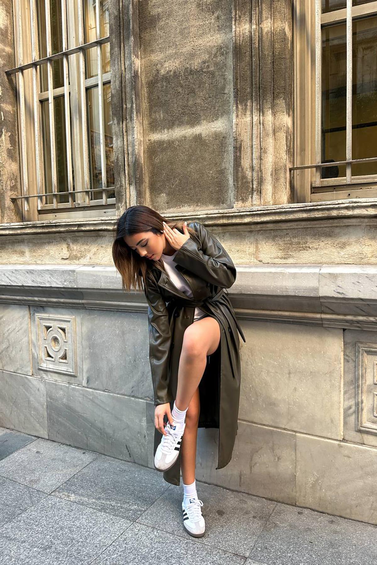 Toptan Haki Reglan Kol Trençkot