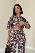 Toptan Leopar T-Shirt Ve Pantolon Takım