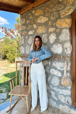 Toptan Mavi Korse Detaylı Kot Ceket