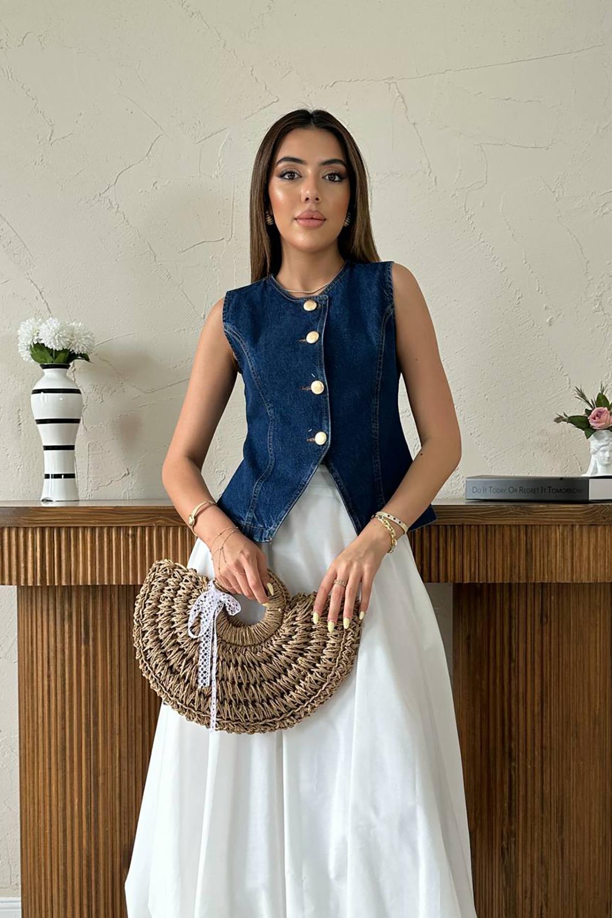 Toptan Mavi Kot Yelek