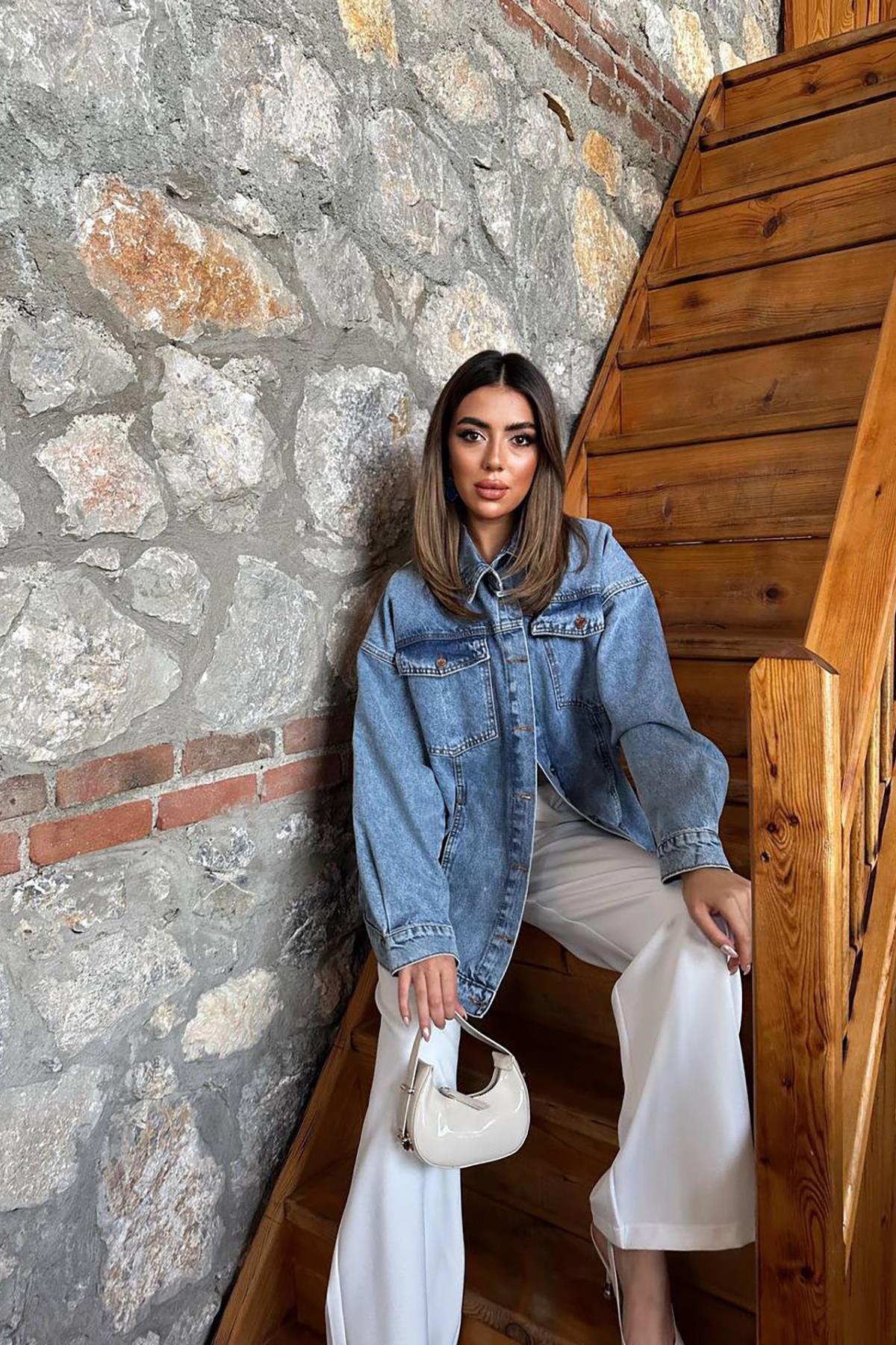 Toptan Mavi Oversize Kot Ceket