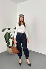 Toptan Mavi Paçası Pileli Kot Pantolon