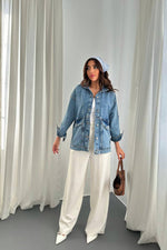 Toptan Mavi Taşlı Kot Ceket