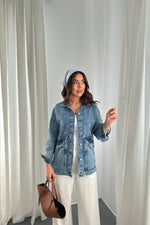 Toptan Mavi Taşlı Kot Ceket