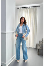 Toptan Mavi Triko Garnili Kot Ceket