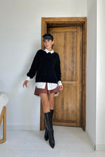 Toptan Siyah Baklava Desenli Triko Kazak