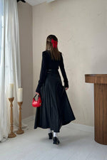 Toptan Siyah Deri Uzun Etek