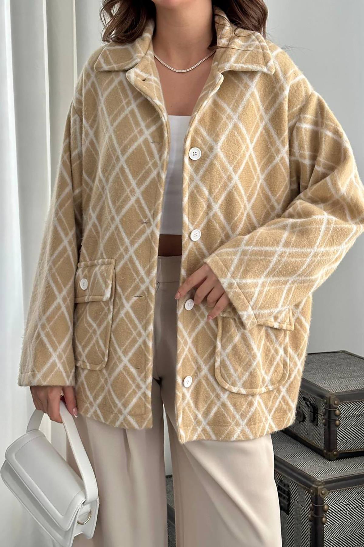 Toptan Vizon Polar Baklava Ekose Ceket