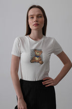 Baskı Detaylı T-shirt - Ekru