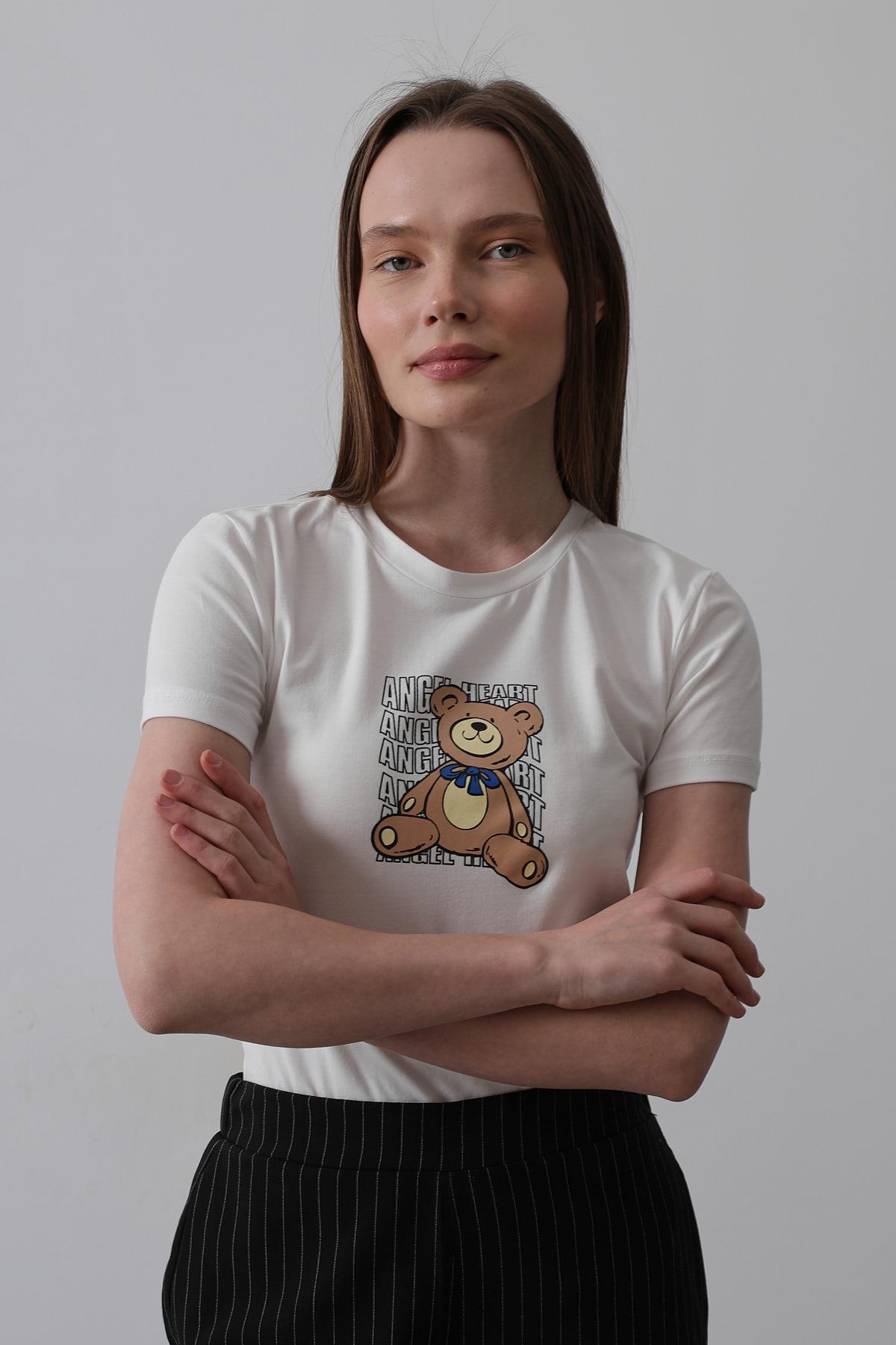 Baskı Detaylı T-shirt - Ekru