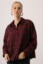 EKOSELİ OVERSİZE GÖMLEK - Bordo